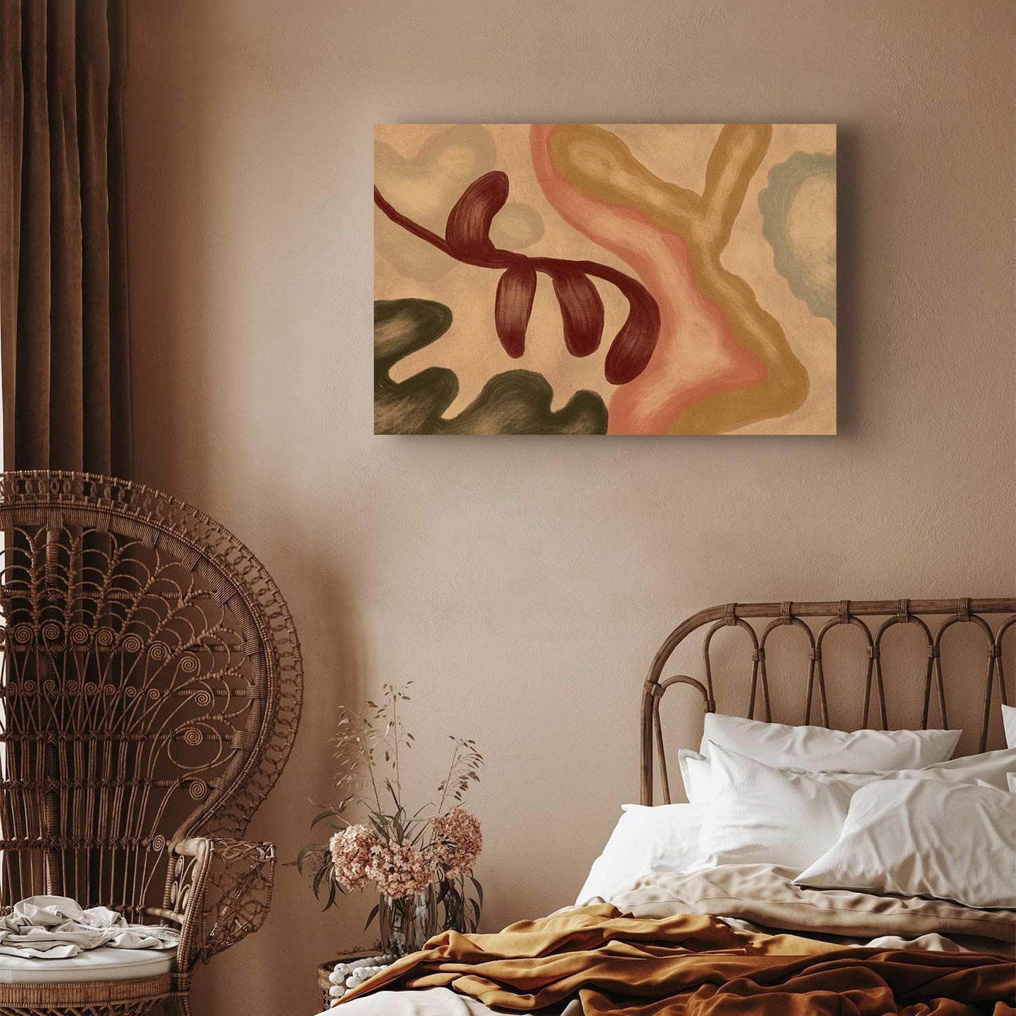 Leinwandbild - Colorful shapes – worn-out figures in lime wash technique