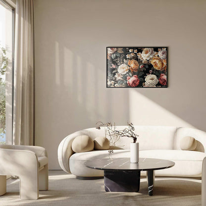 Poster - Colorful Flowers on a Black Background