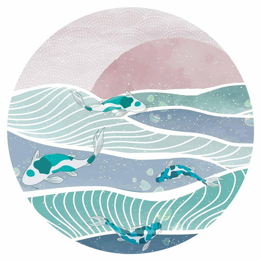 Runde Fototapete - Fish on the waves
