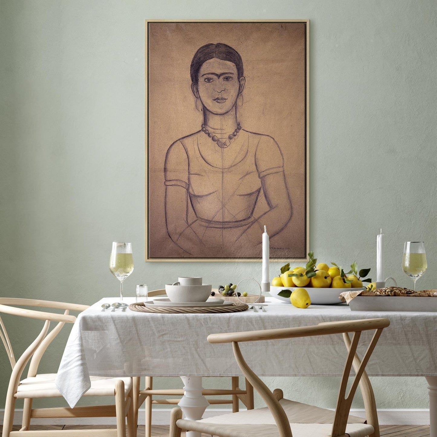 Leinwandbild - Frida Kahlo – Self-Portrait, 1929 (charcoal drawing)