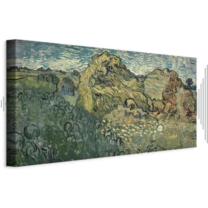 Leinwandbild - Vincent Van Gogh – Field with Wheat Stacks