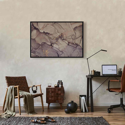 Leinwandbild - Watercolour abstraction - powder pink marble with gold accents