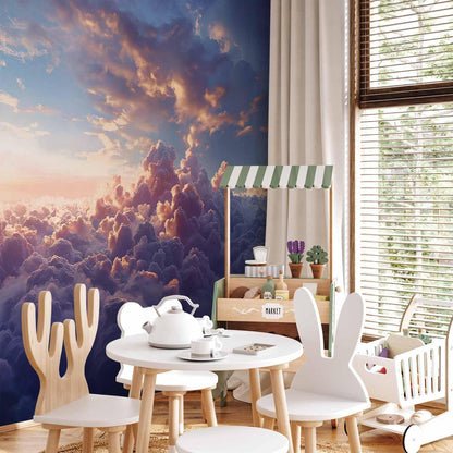 Fototapete - The Sun in Hiding: The Golden Face of the Sky Over a Cloudy Sea