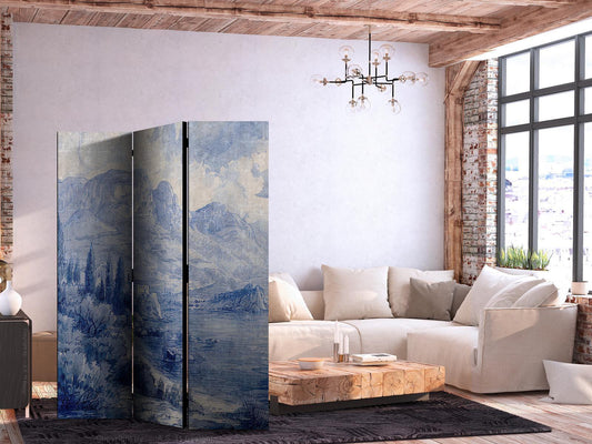 Paravent - Italian Landscape - Lake Como Painted in Shades of Blue Artgeist