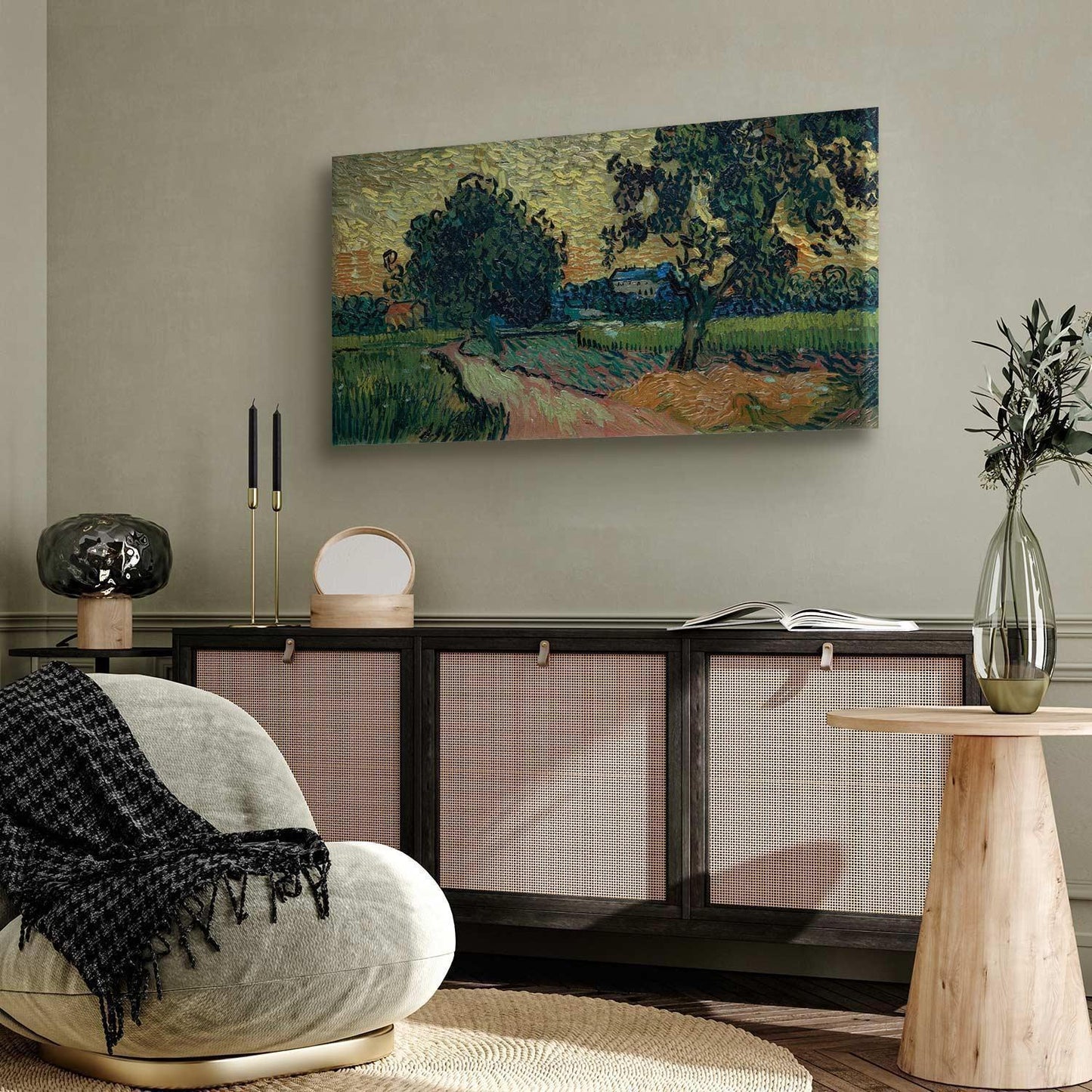 Leinwandbild - Vincent Van Gogh – Landscape with the Chateau of Auvers at Sunset