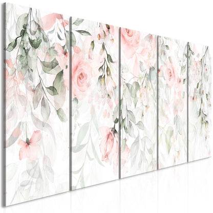 Leinwandbild - Waterfall of Roses (5 Parts) Narrow - First Variant Artgeist