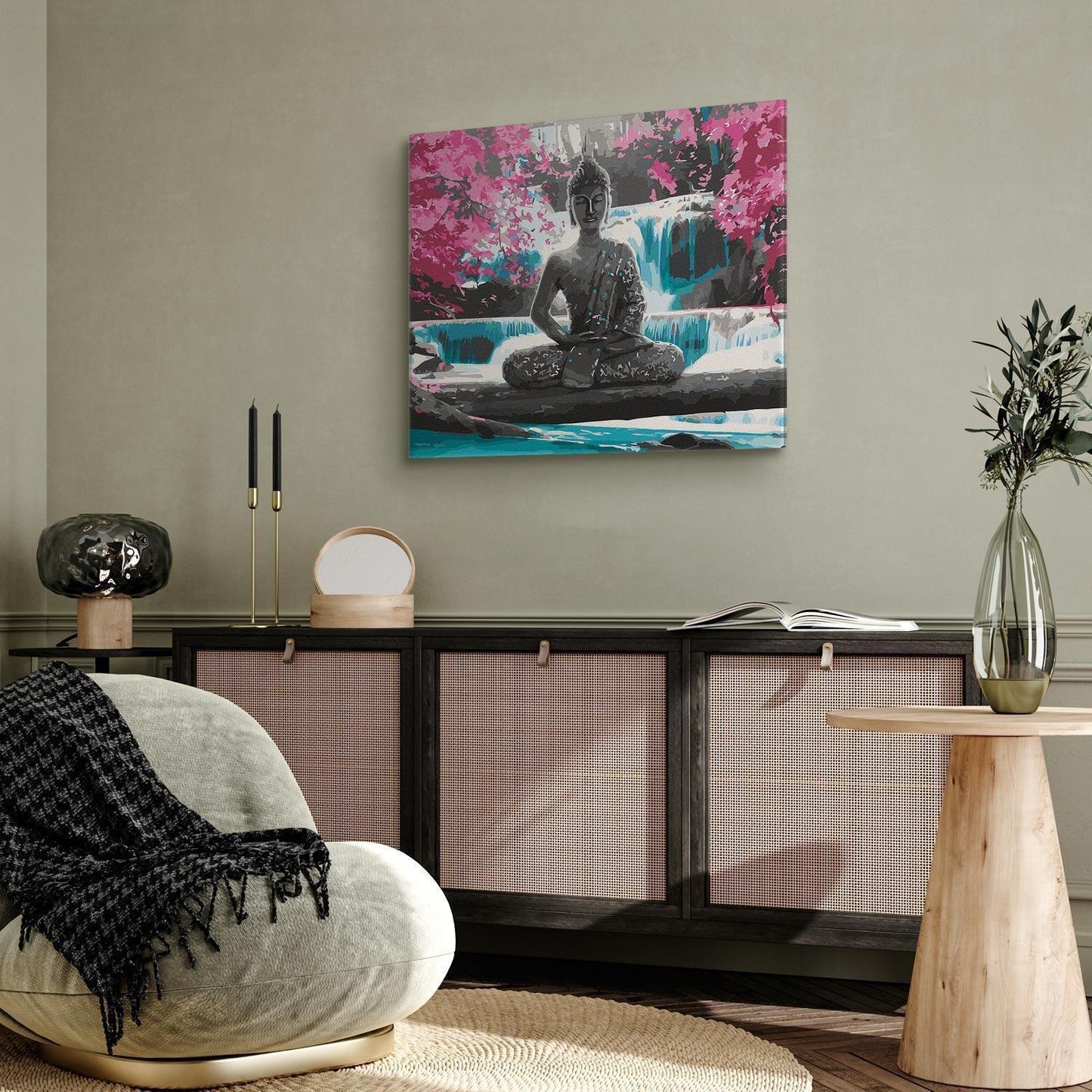 Malen nach Zahlen - Buddha and Waterfall