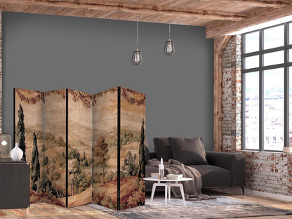 Paravent - Landscape with Cypresses - Old Tapestry with Mediterranean Vegetation Artgeist