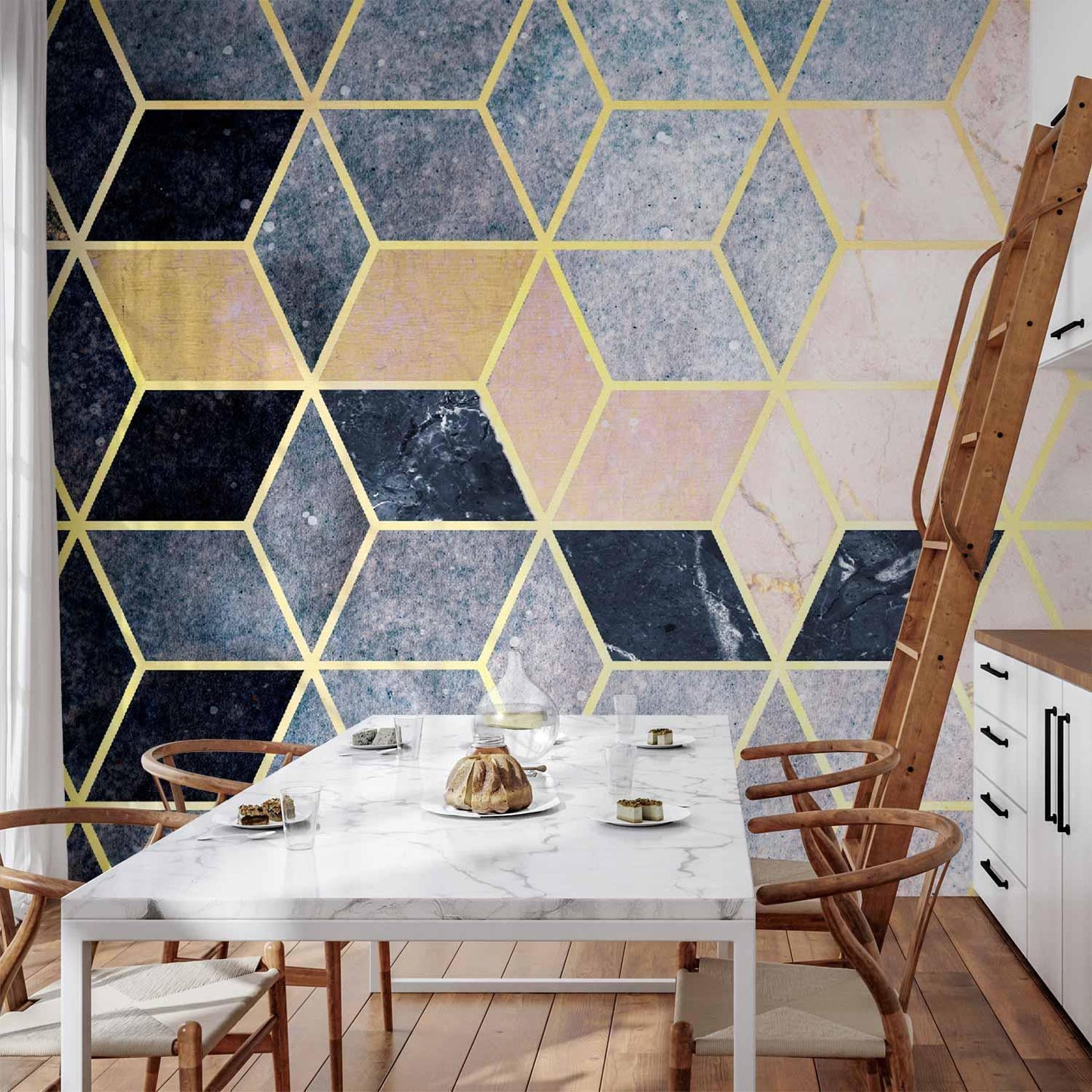 Fototapete - Blue Geometric Pattern