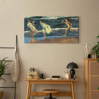 Leinwandbild - Joaquín Sorolla y Bastida – Running along the Beach