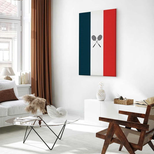 Leinwandbild - Black Badminton Rackets Against the Backdrop of the French Flag Artgeist