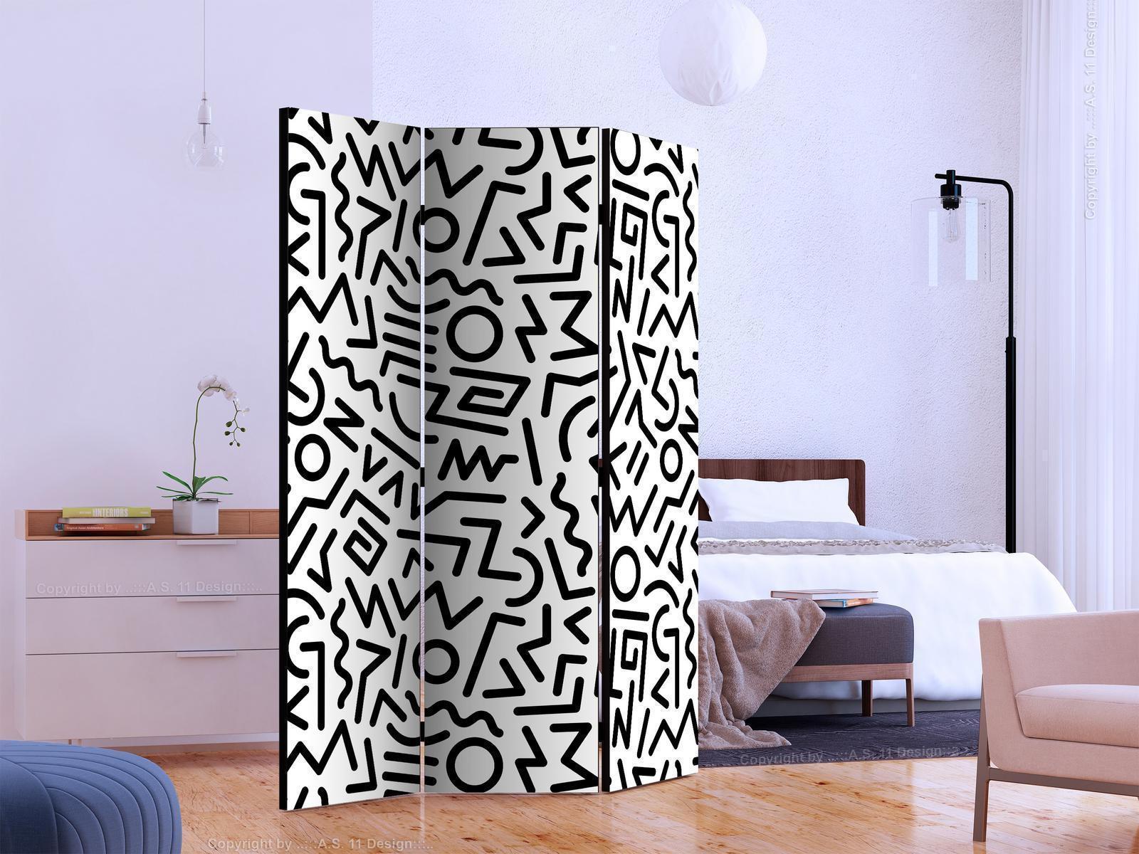 Paravent - Black and White Maze Artgeist