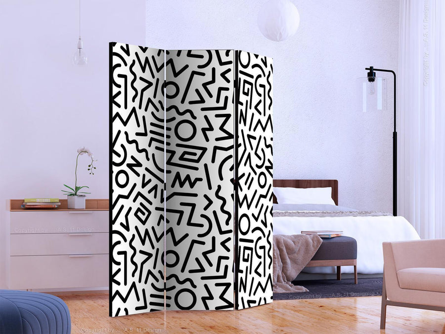 Paravent - Black and White Maze Artgeist