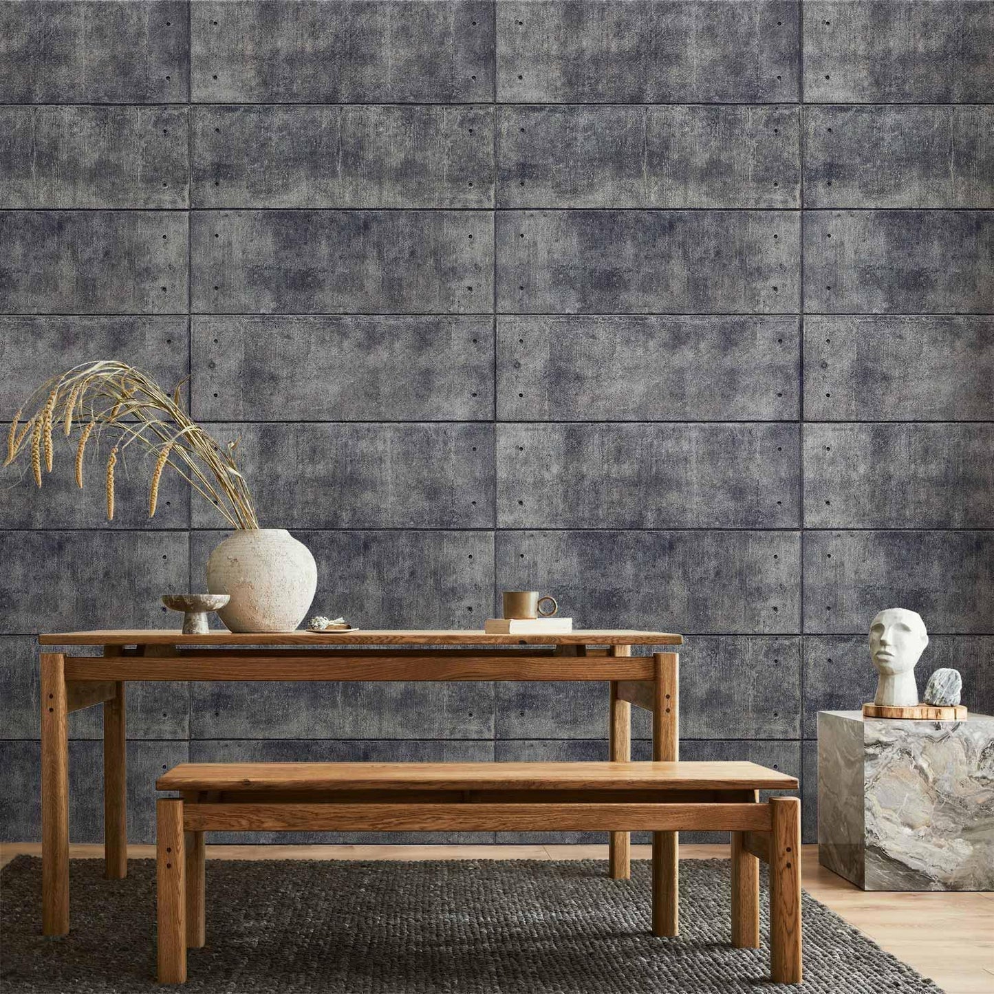 Fototapete - Grey fortress - background with regular rectangles with concrete texture Artgeist