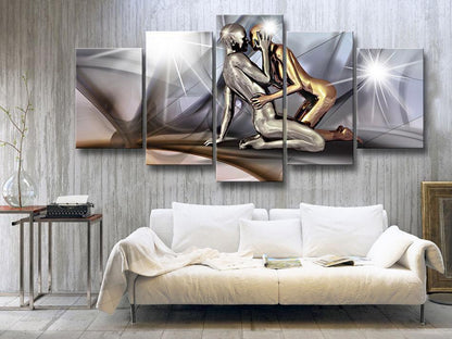 Leinwandbild „Goldenes Paar“ – Eleganz & Nähe in Gold