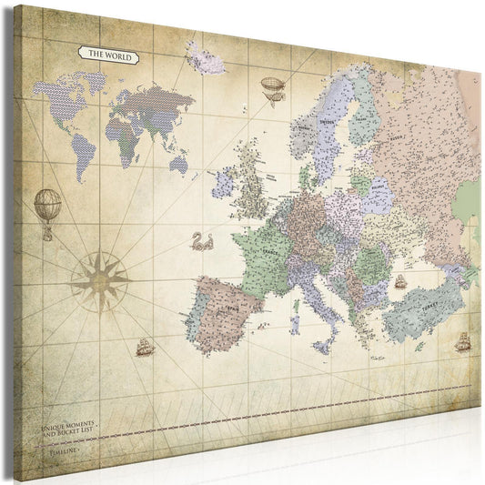 Leinwandbild - Map of Europe (1 Part) Wide Artgeist