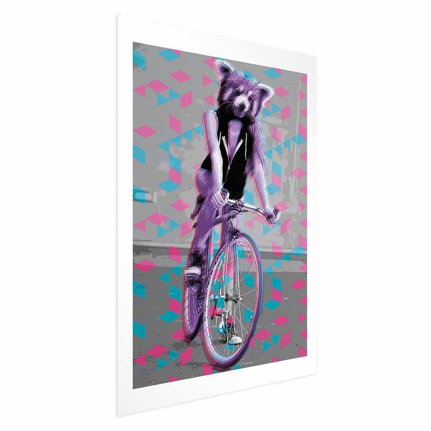 Poster - Raccoon on a Bicycle Artgeist