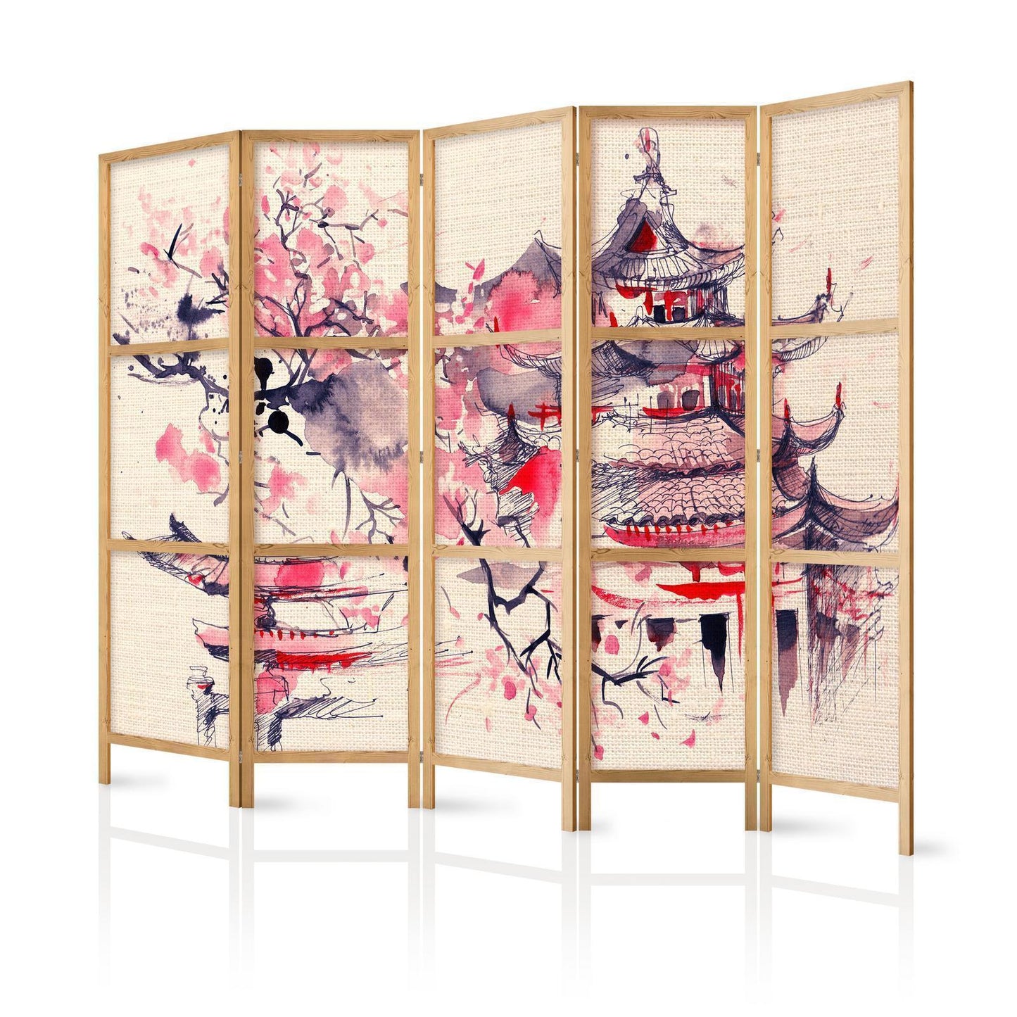 Japanischer Paravent „In a Temple“ – Stilvolle Raumtrennung mit fernöstlichem Flair sawelt.eu