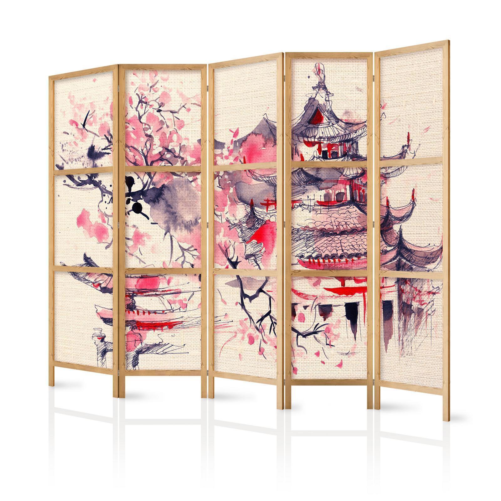 Japanischer Paravent „In a Temple“ – Stilvolle Raumtrennung mit fernöstlichem Flair sawelt.eu