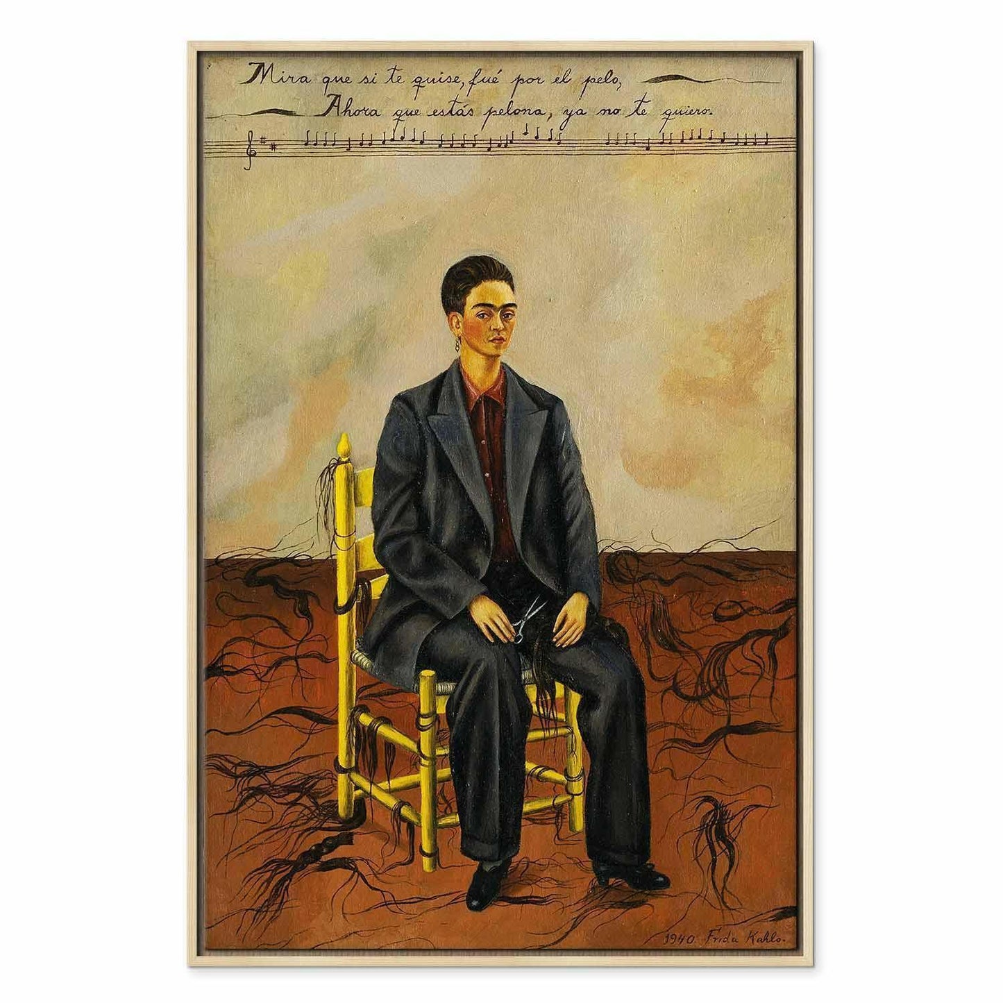 Leinwandbild - Frida Kahlo – Self-Portrait with Cropped Hair