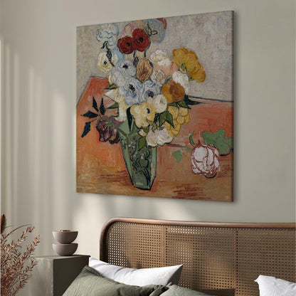 Leinwandbild - Vincent Van Gogh – Stilllife with Japanese vase, roses and anemones