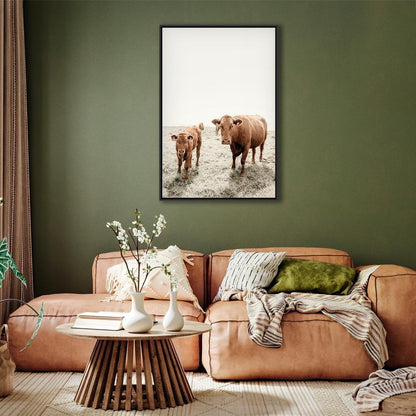 Leinwandbild - Mother and Calf (1 Part) Vertical