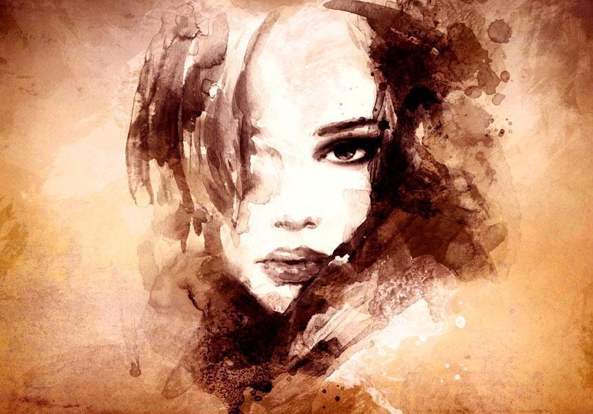 Fototapete „Traumfrau“ – Kunstvolles Porträt mit modernem Flair