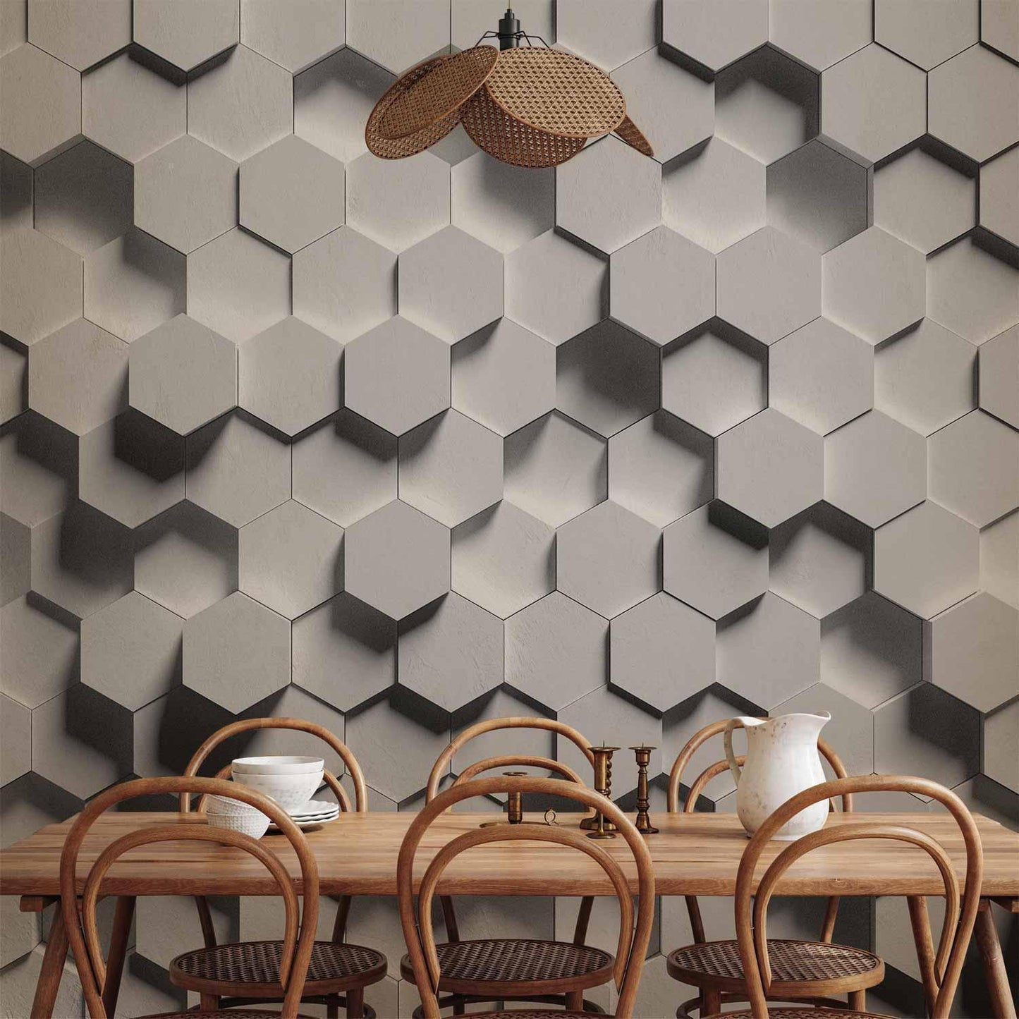 Fototapete „Hexagon 3D“ – Geometrische Eleganz für dein Zuhause