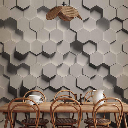 Fototapete „Hexagon 3D“ – Geometrische Eleganz für dein Zuhause