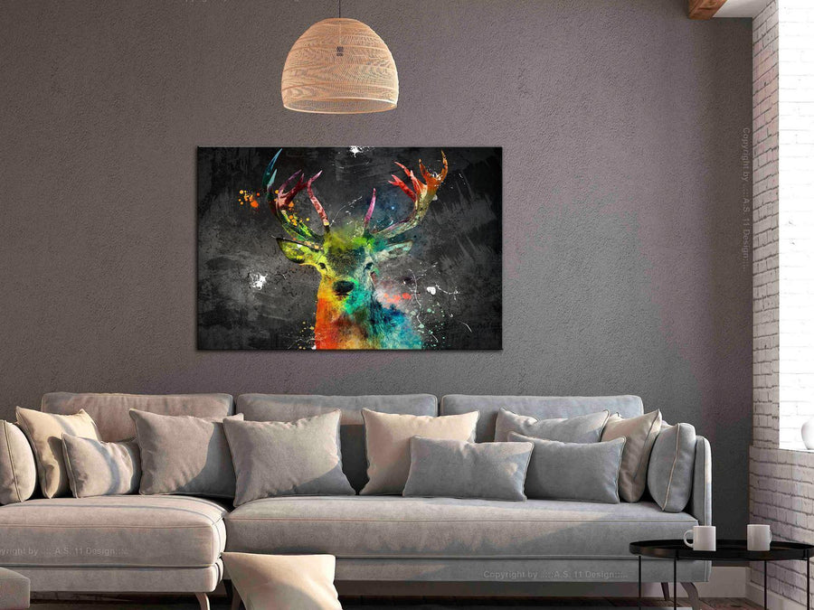 Leinwandbild - Rainbow Deer (1 Part) Wide Artgeist