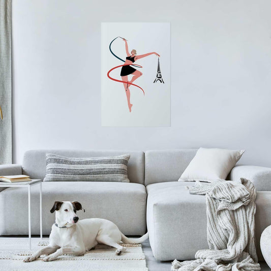 Poster - Illustration of a Woman with a Ribbon - Artistic Gymnastics Artgeist