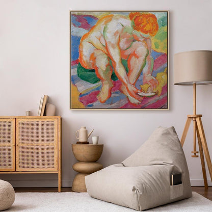 Leinwandbild - Franz Marc – Nude with cat