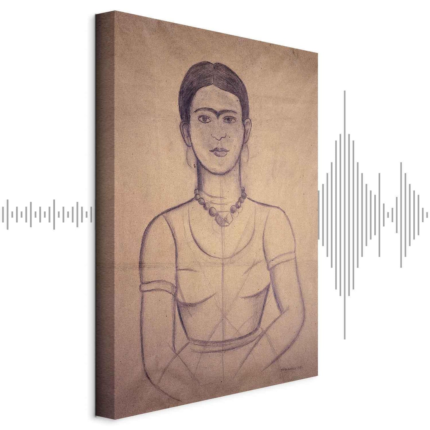 Leinwandbild - Frida Kahlo – Self-Portrait, 1929 (charcoal drawing)