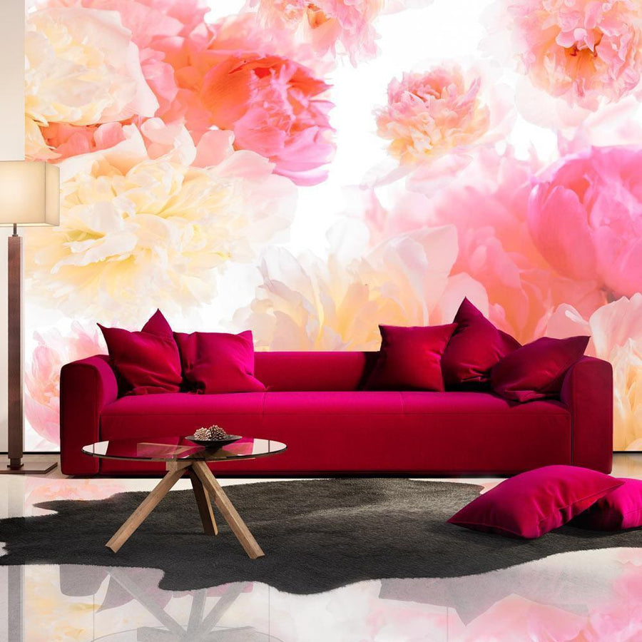 Fototapete - Pastel peonies Artgeist