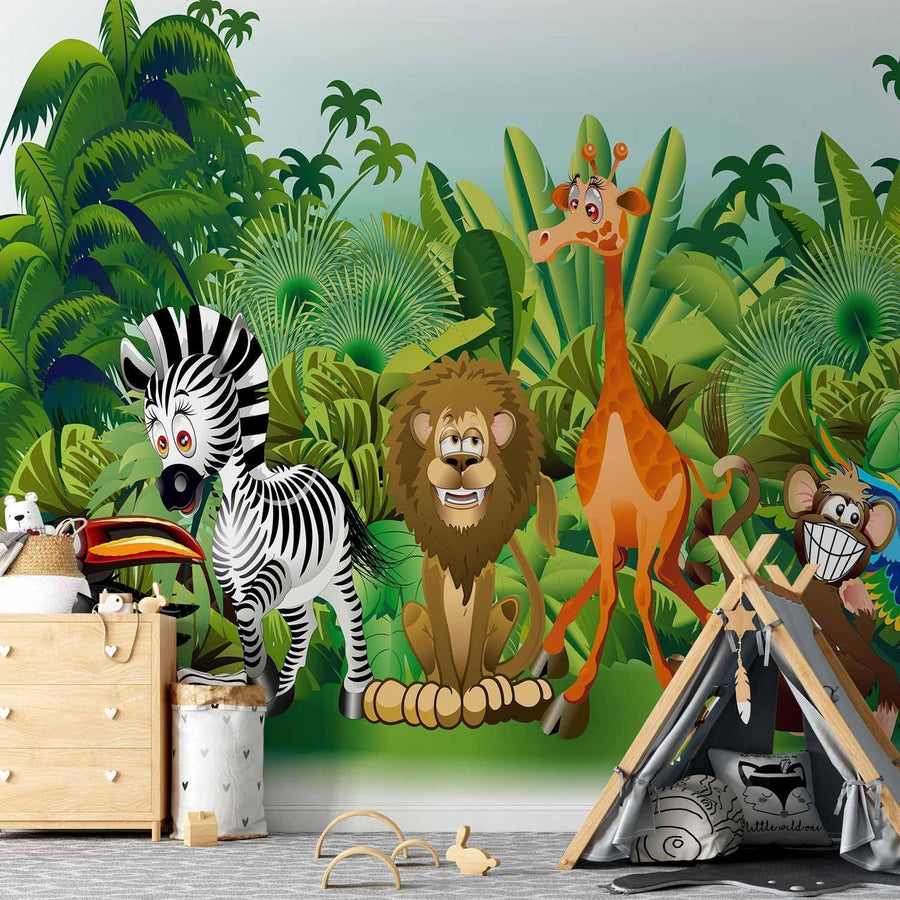 Fototapete Dschungeltiere – Bunte Tierwelt fürs Kinderzimmer Sawelt