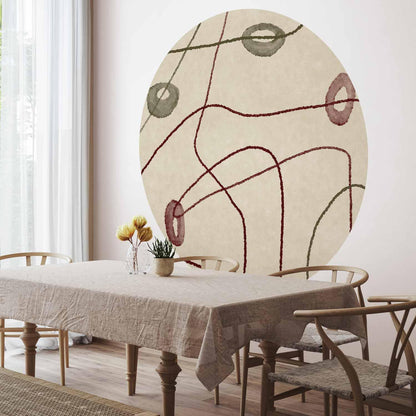 Runde Fototapete - Lines and shapes – bead labyrinth on a pale washed background