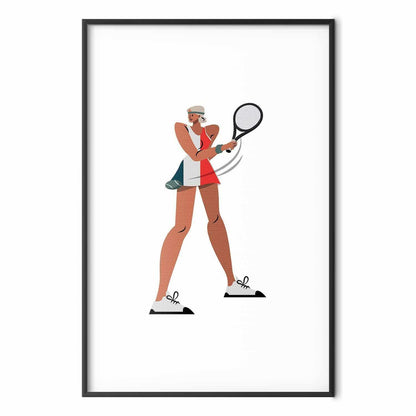 Poster - Tennis Player with a Racket on a White Background - Illustration