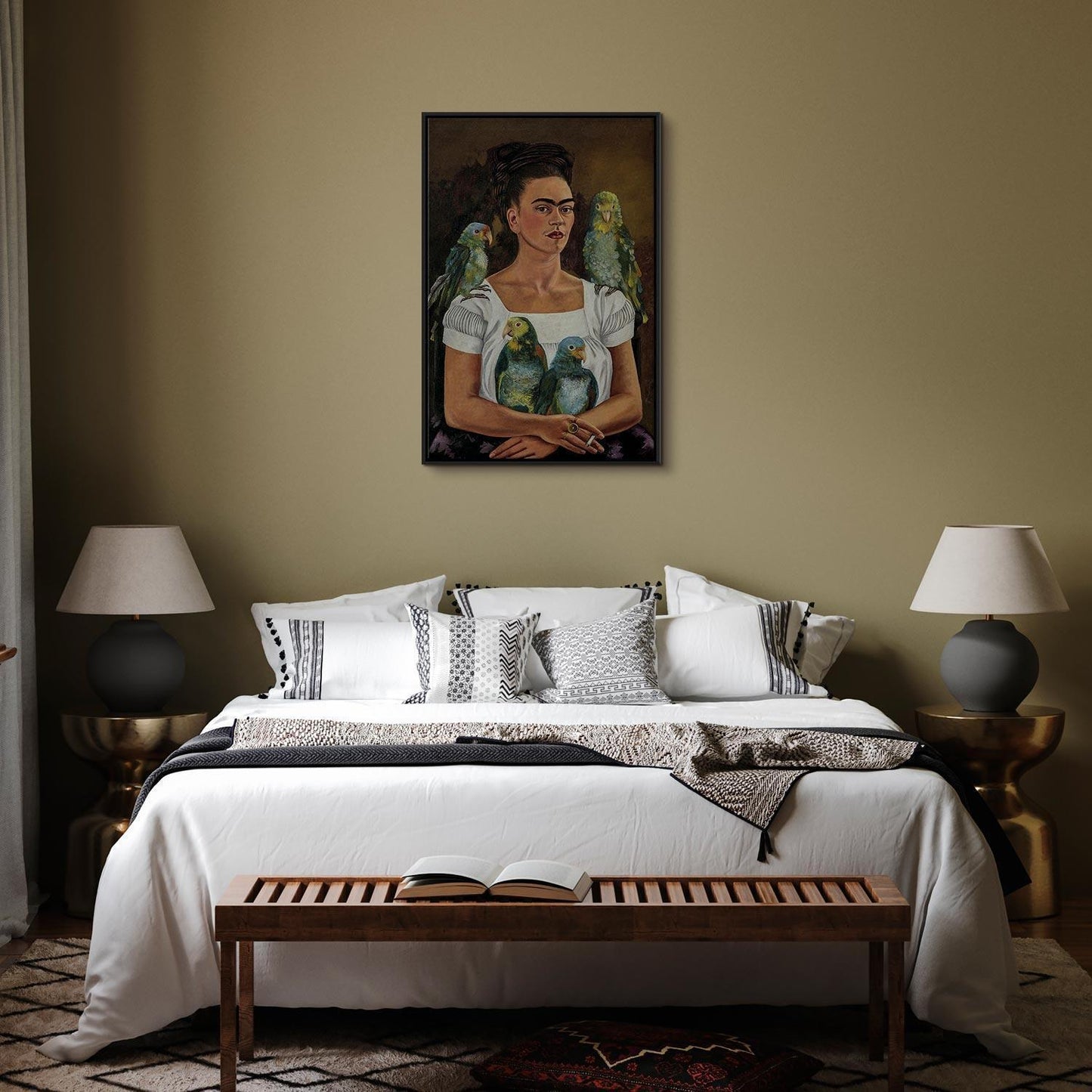 Leinwandbild - Frida Kahlo – Me and My Parrots