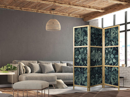 Japanischer Paravent - Oriental Pattern Carpet - Emerald Ornaments and Worn Patterns