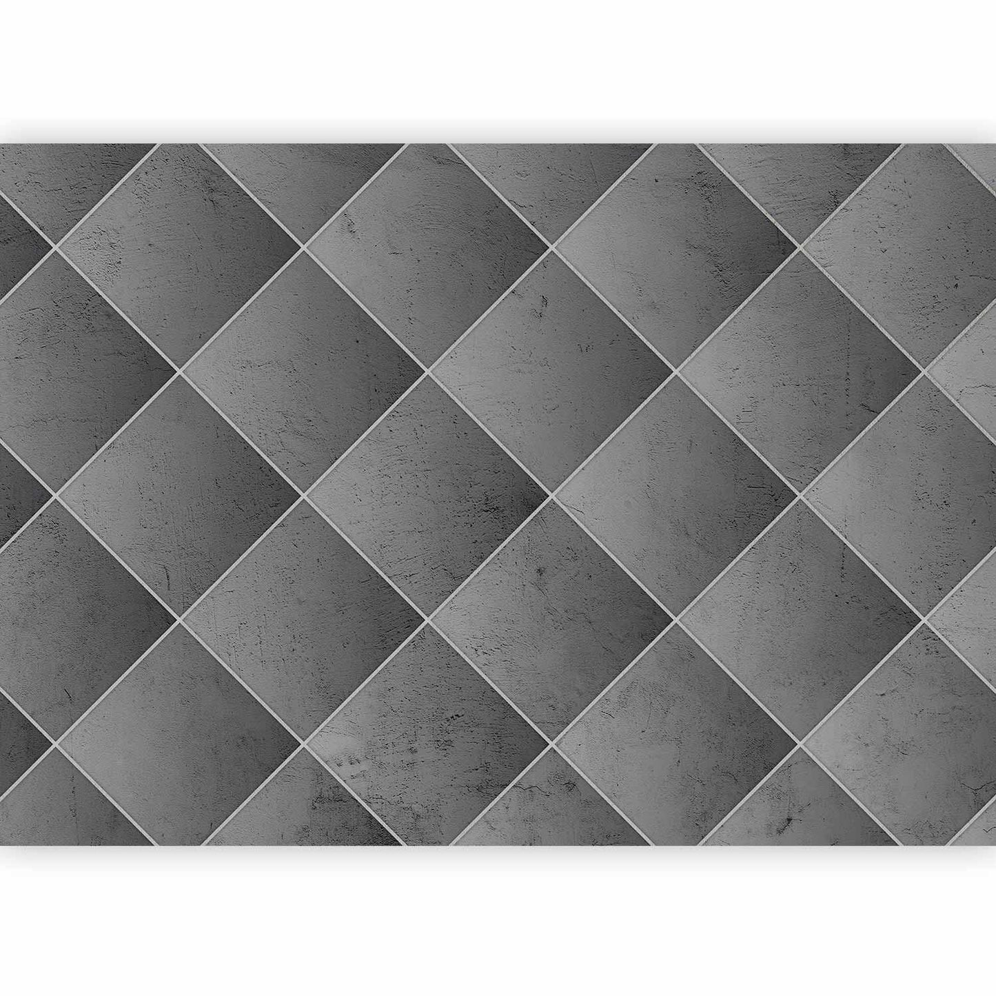 Fototapete - Grey symmetry - geometric concrete pattern with white joints