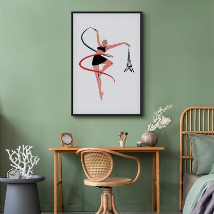 Leinwandbild - Rhythmic Gymnastics - Illustration of a Woman With a Ribbon