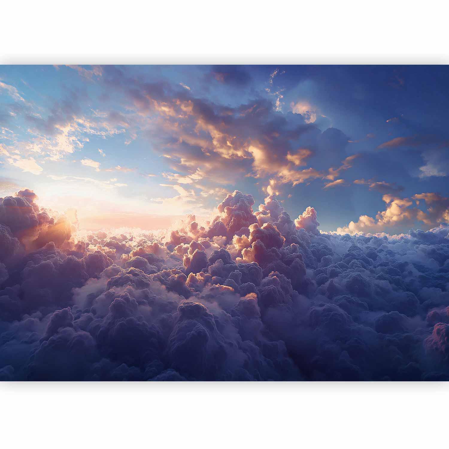 Fototapete - The Sun in Hiding: The Golden Face of the Sky Over a Cloudy Sea Artgeist
