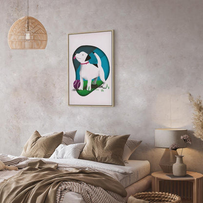 Leinwandbild - Dog and Ball (1 Part) Vertical