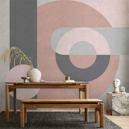 Fototapete Geometric Wreath – Abstrakter Kranz in Rosa