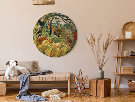 Rundes Bild - Tiger in a Tropical Storm (Henri Rousseau) Artgeist