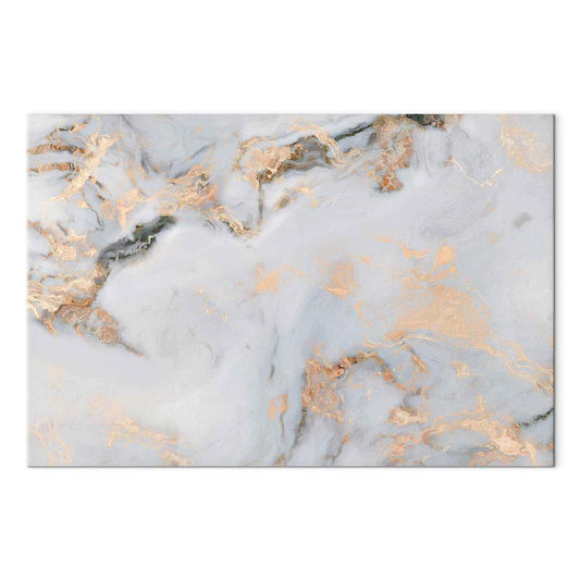 Leinwandbild - White stone – elegant marble with golden reflections