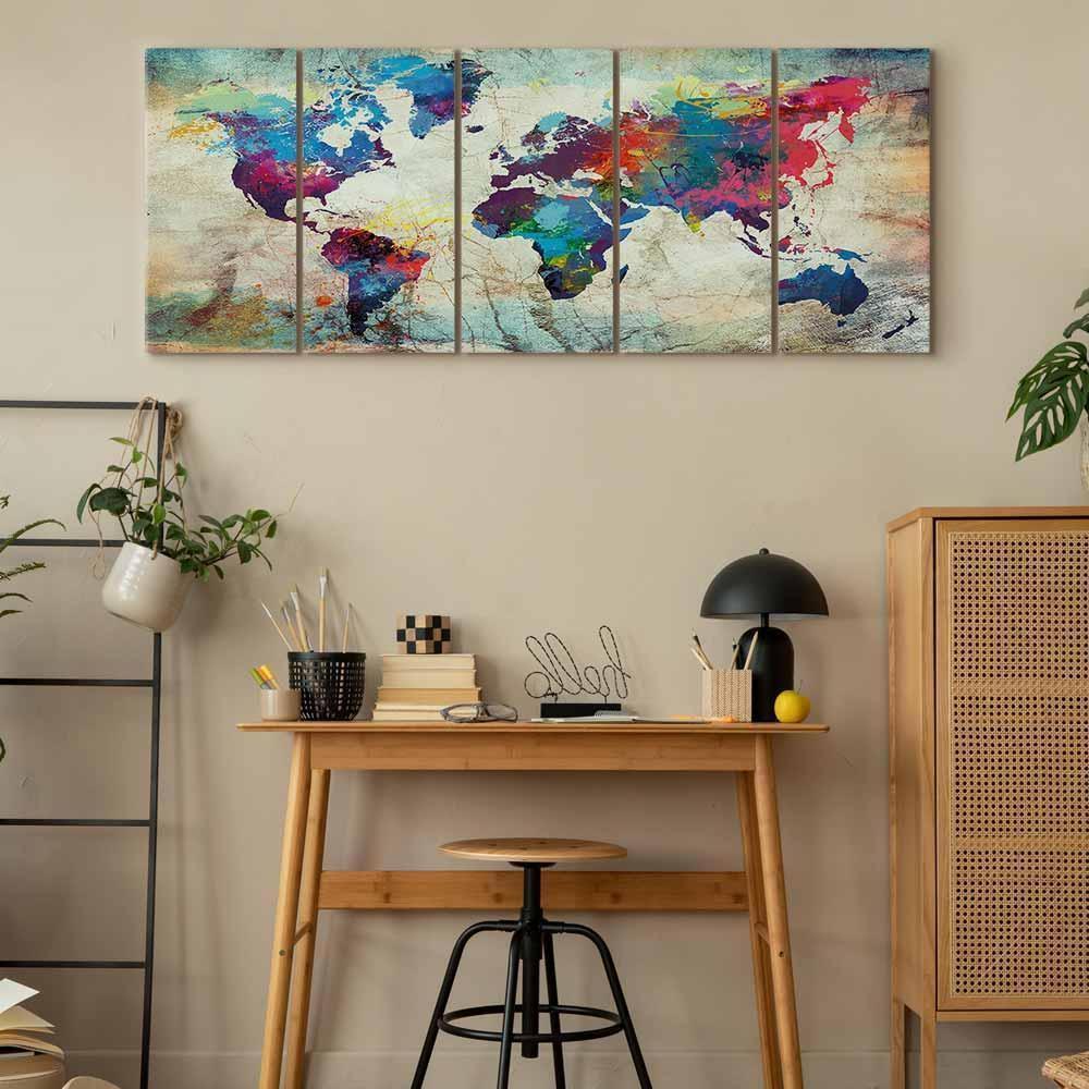 Leinwandbild - World Map: Cracked Wall