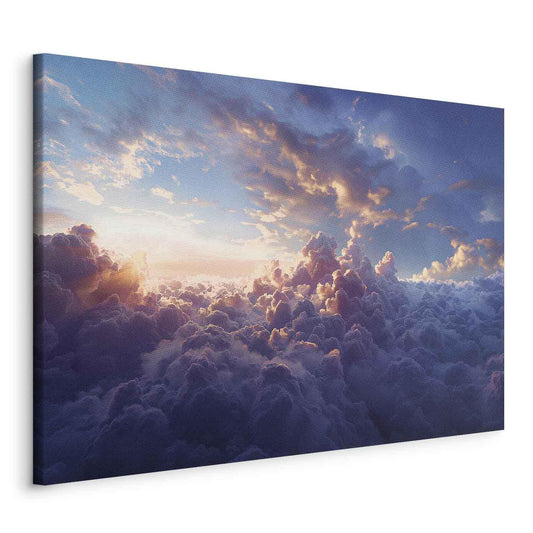 Leinwandbild - The Sun in Hiding: The Golden Face of the Sky Over a Cloudy Sea Artgeist