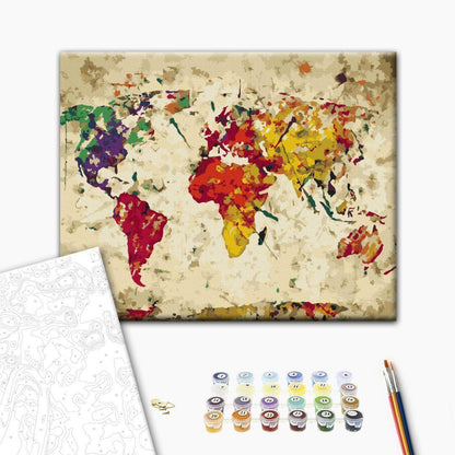 Malen nach Zahlen - World Map (Colour Splashes)
