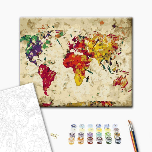 Malen nach Zahlen - World Map (Colour Splashes)